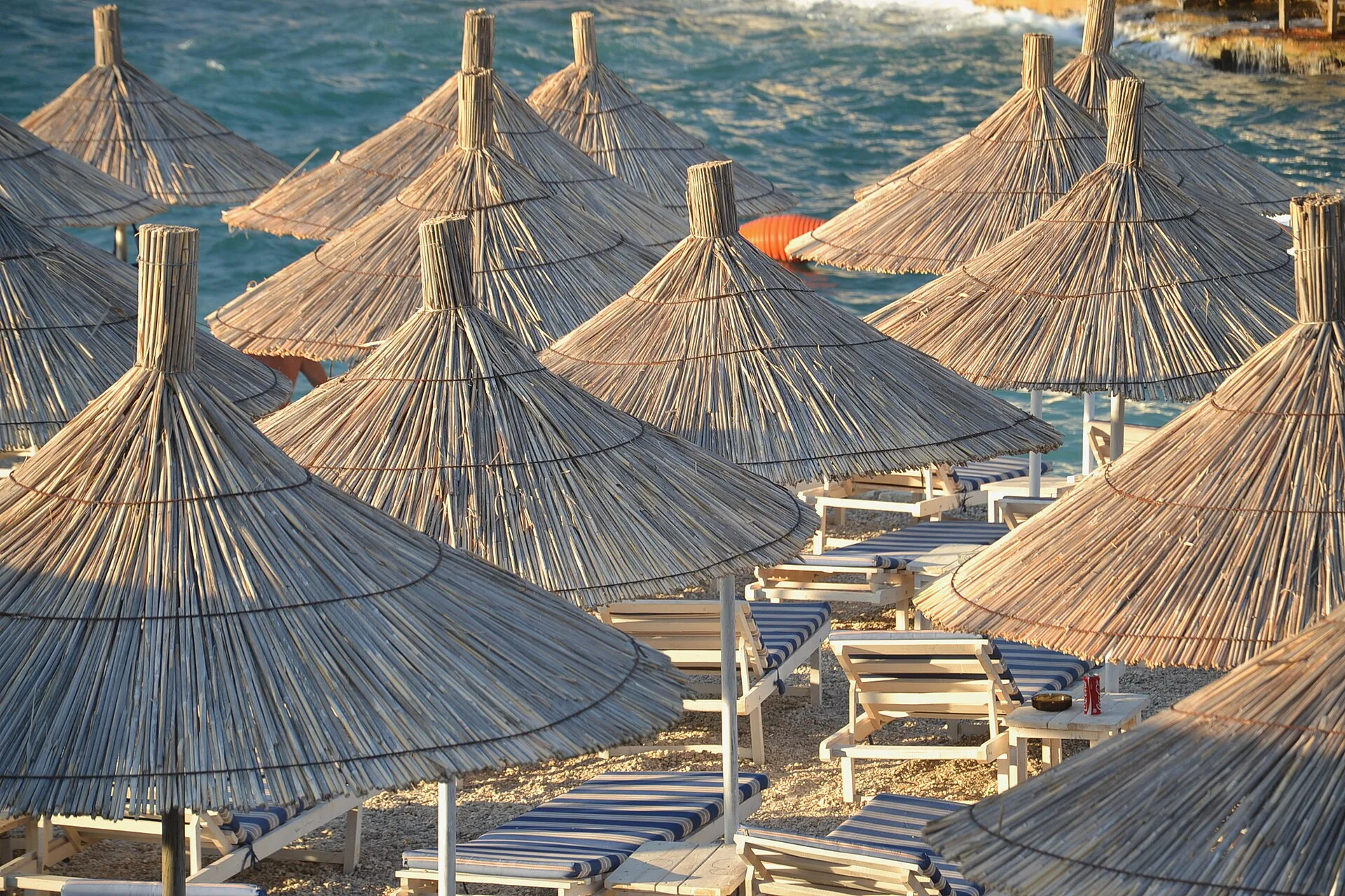 A clear-water beach on the Albanian Riviera