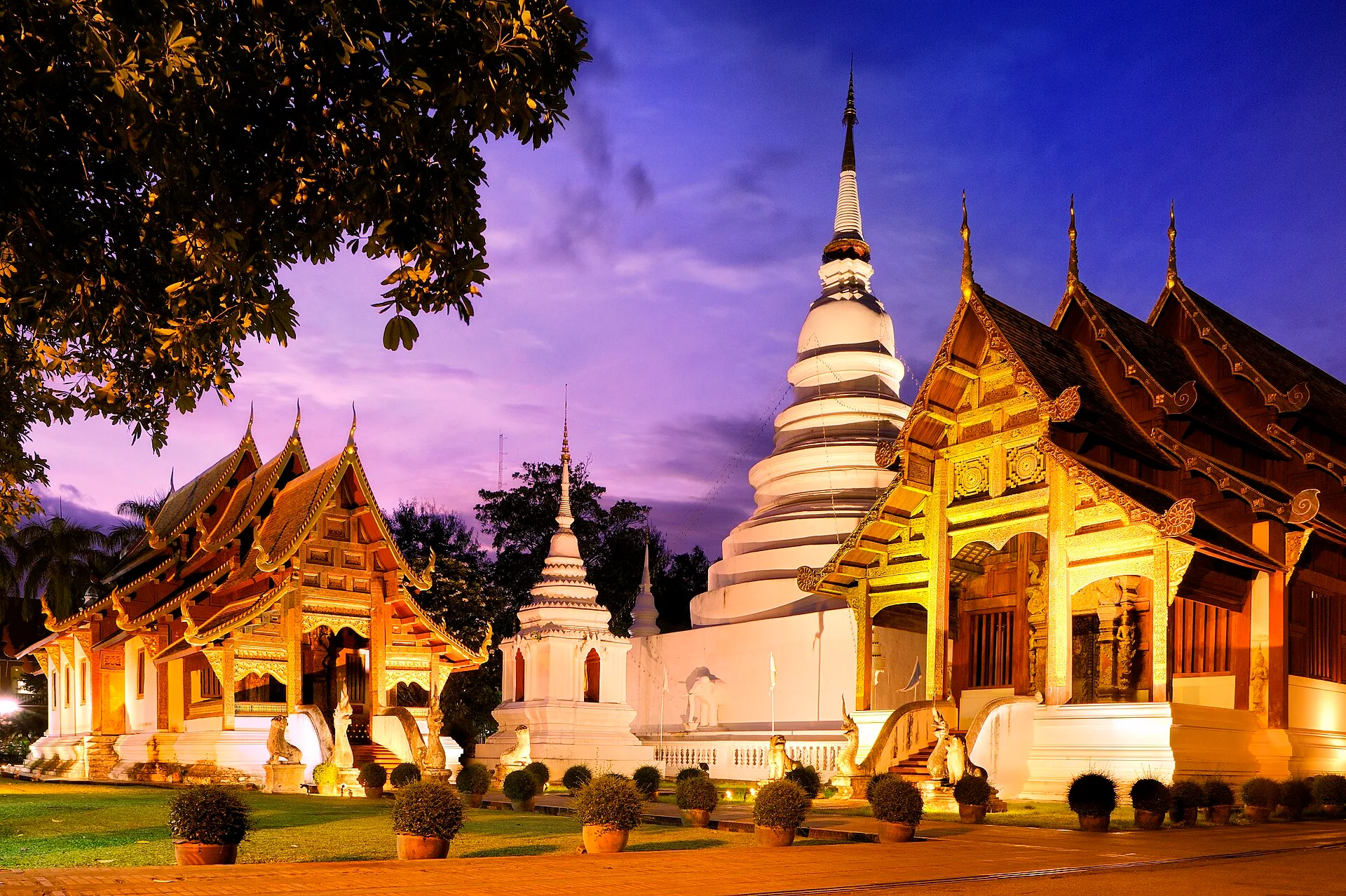 A historic temple in the old city of Chiang Mai, Thailand