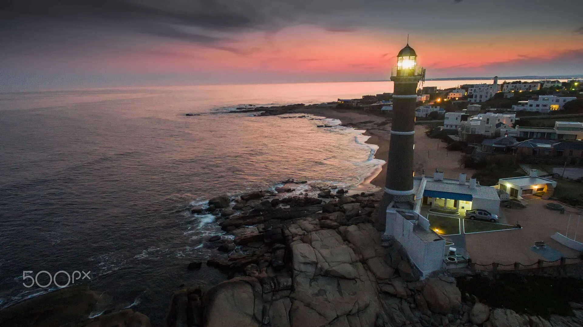 The José Ignacio lighthouse above the Atlantic coast near Punta del Este, Uruguay