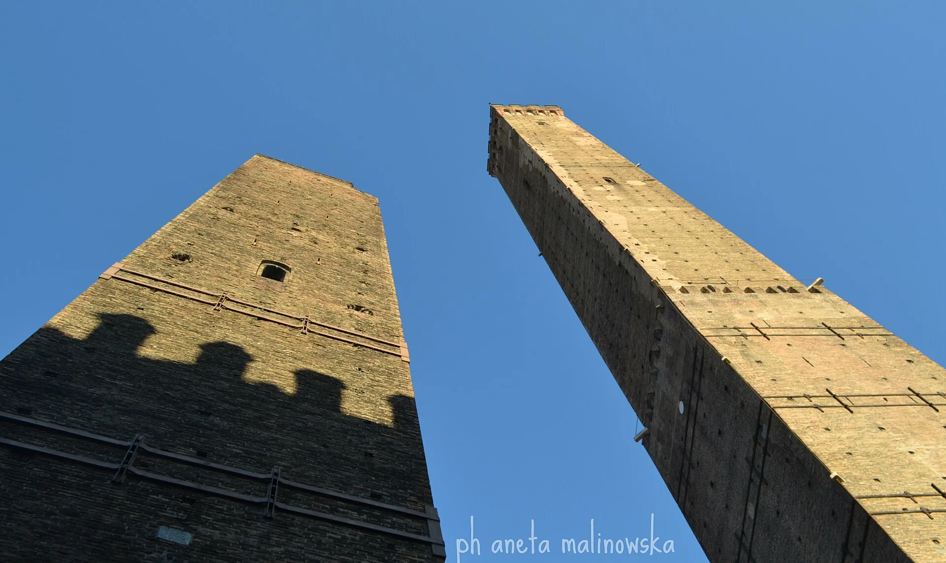The medieval Two Towers of Bologna in Emilia-Romagna, Italy