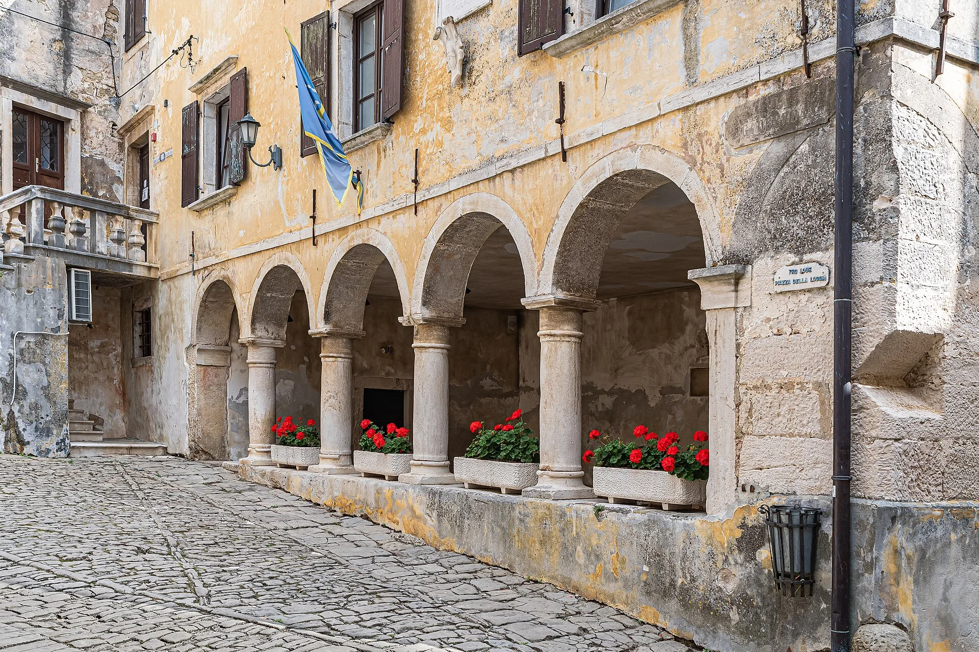 Traditional Istrian stone houses in a hill town in the Croatian countryside