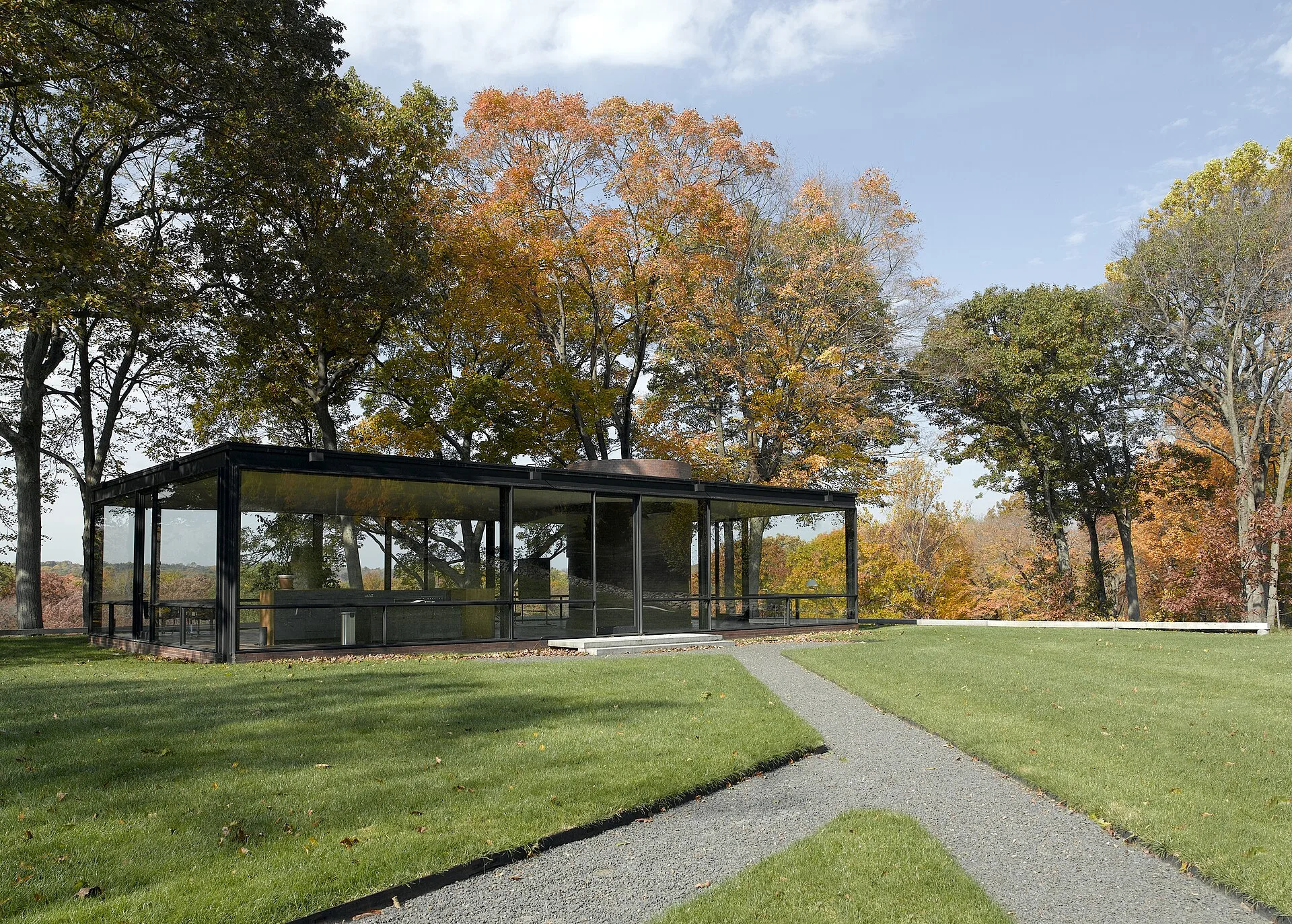 A modernist glass house in New Canaan, Connecticut