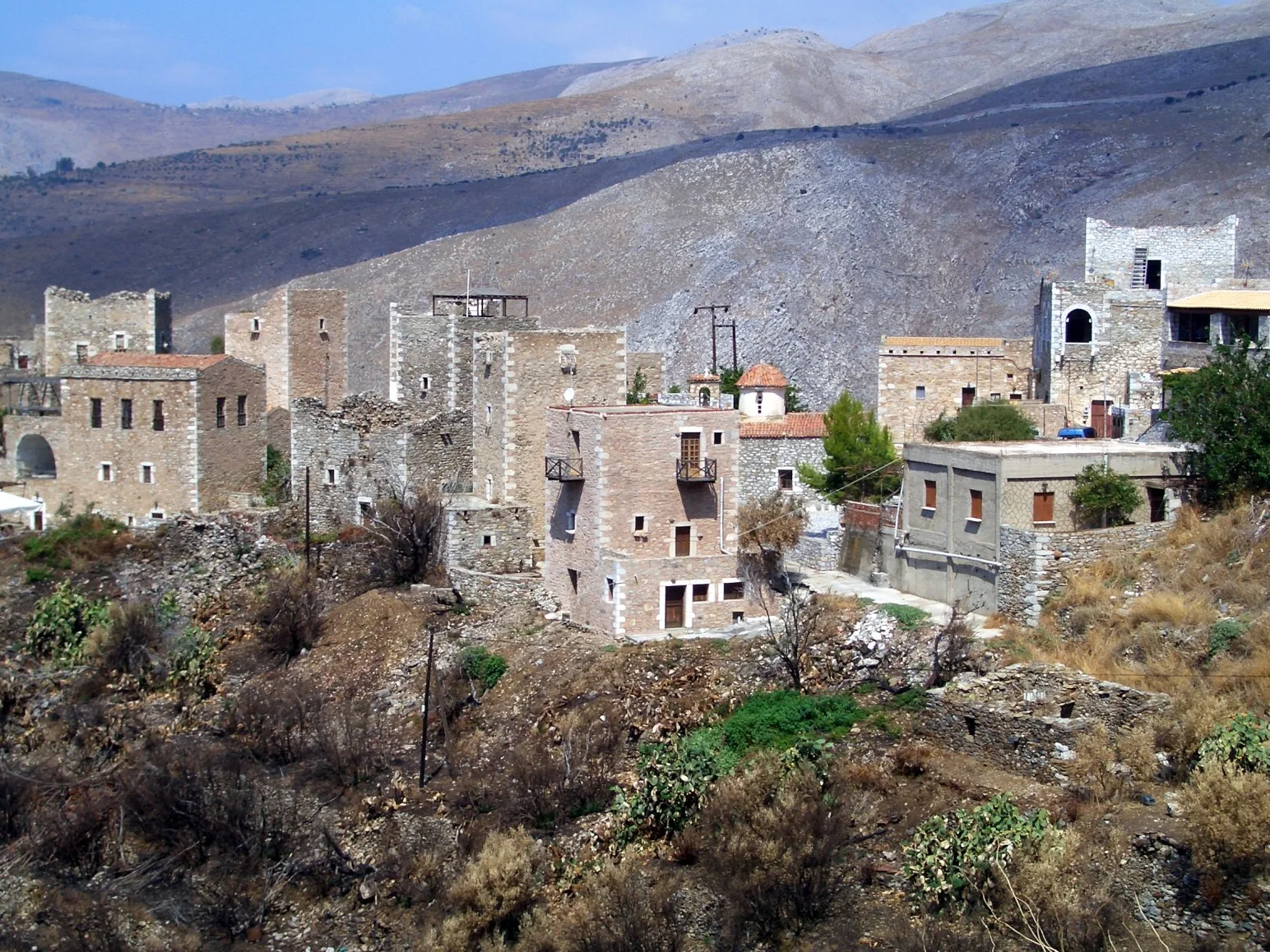 Traditional stone tower houses in the Mani, Peloponnese, Greece