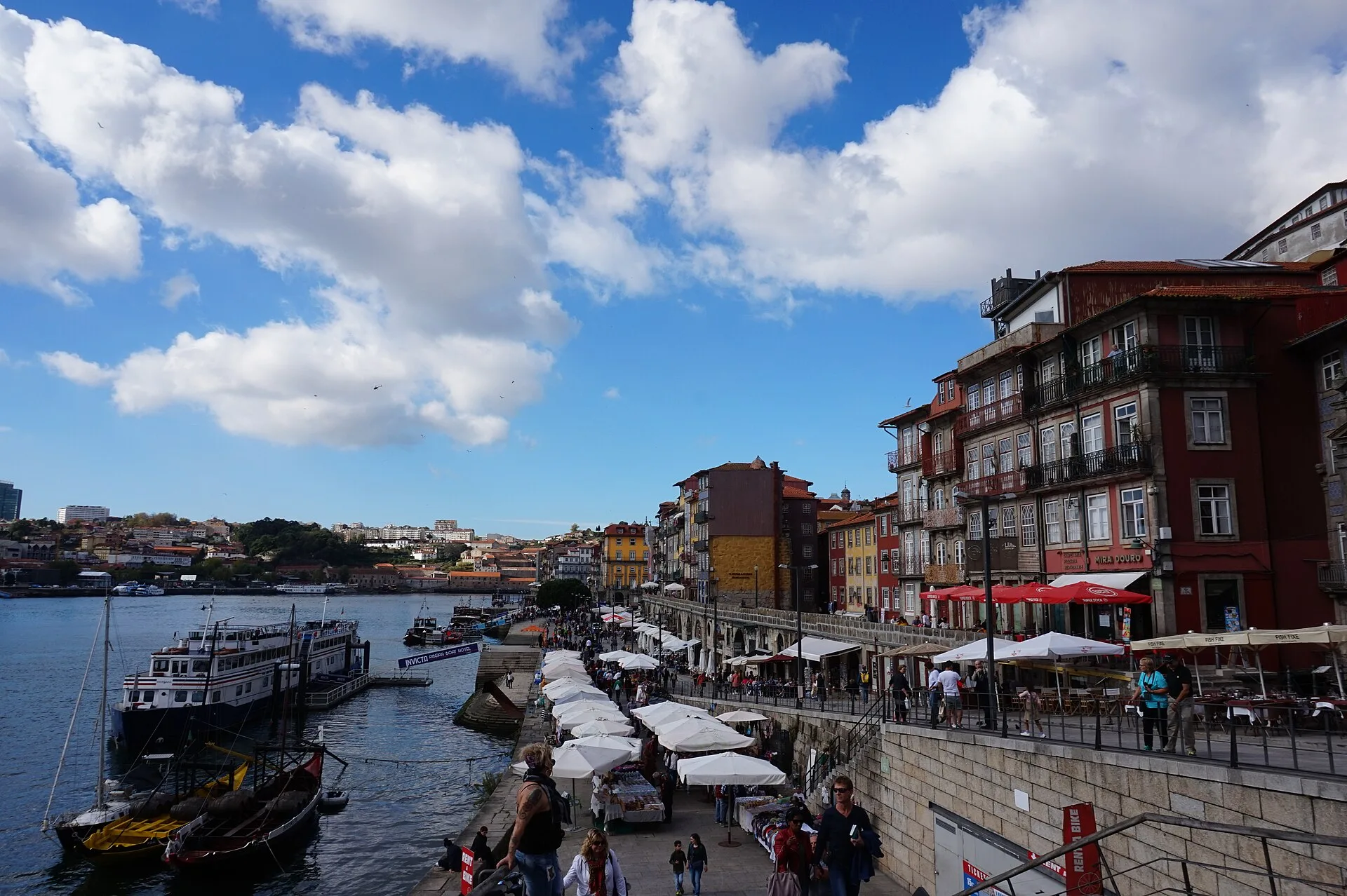 The Ribeira waterfront on the Douro river in Porto, Portugal