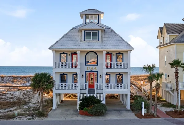 Gulf-front beach house or elevated coastal vacation home in Alabama