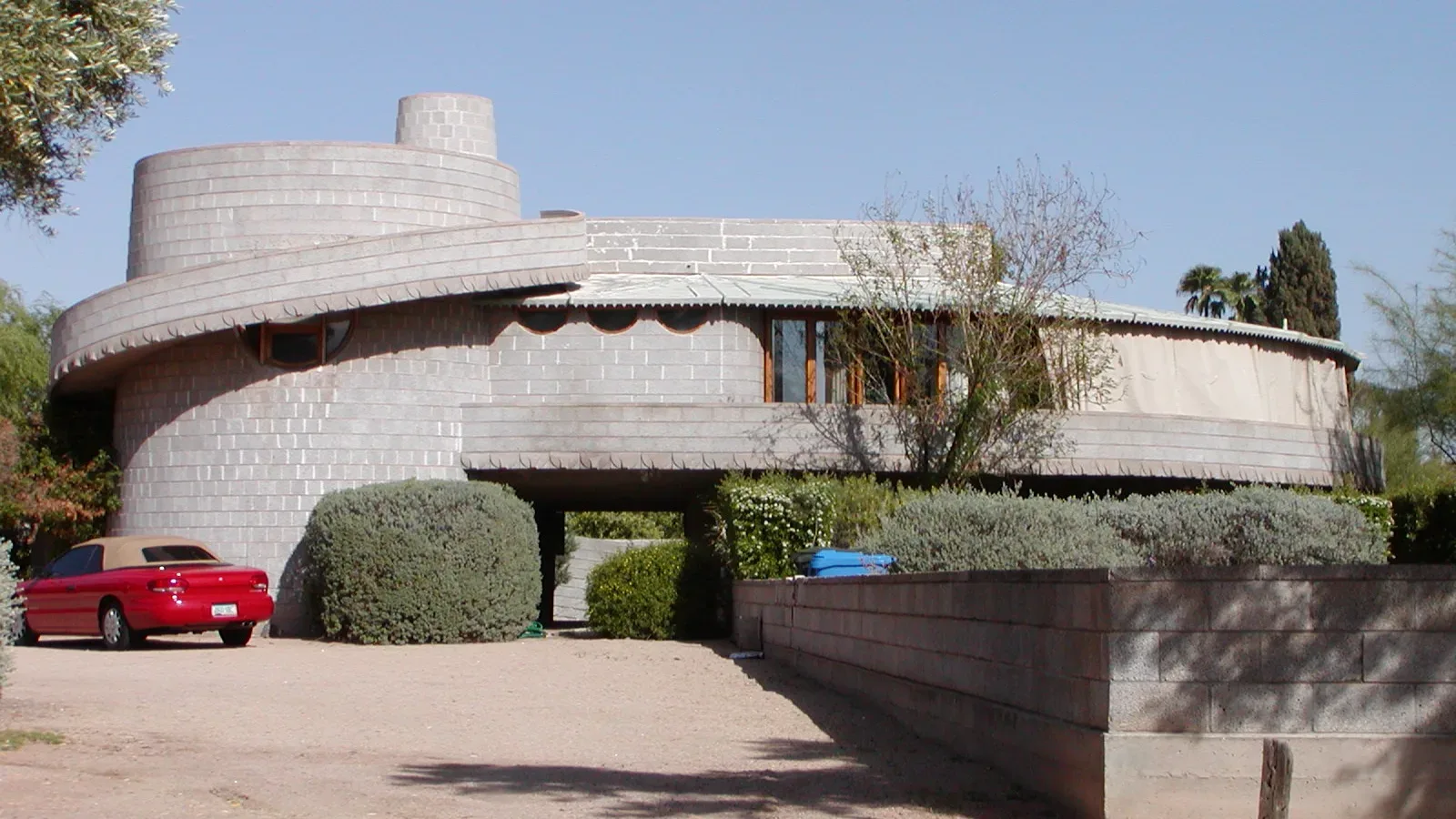 The spiral David Wright House in Phoenix, a mid-century modern residence designed by Frank Lloyd Wright