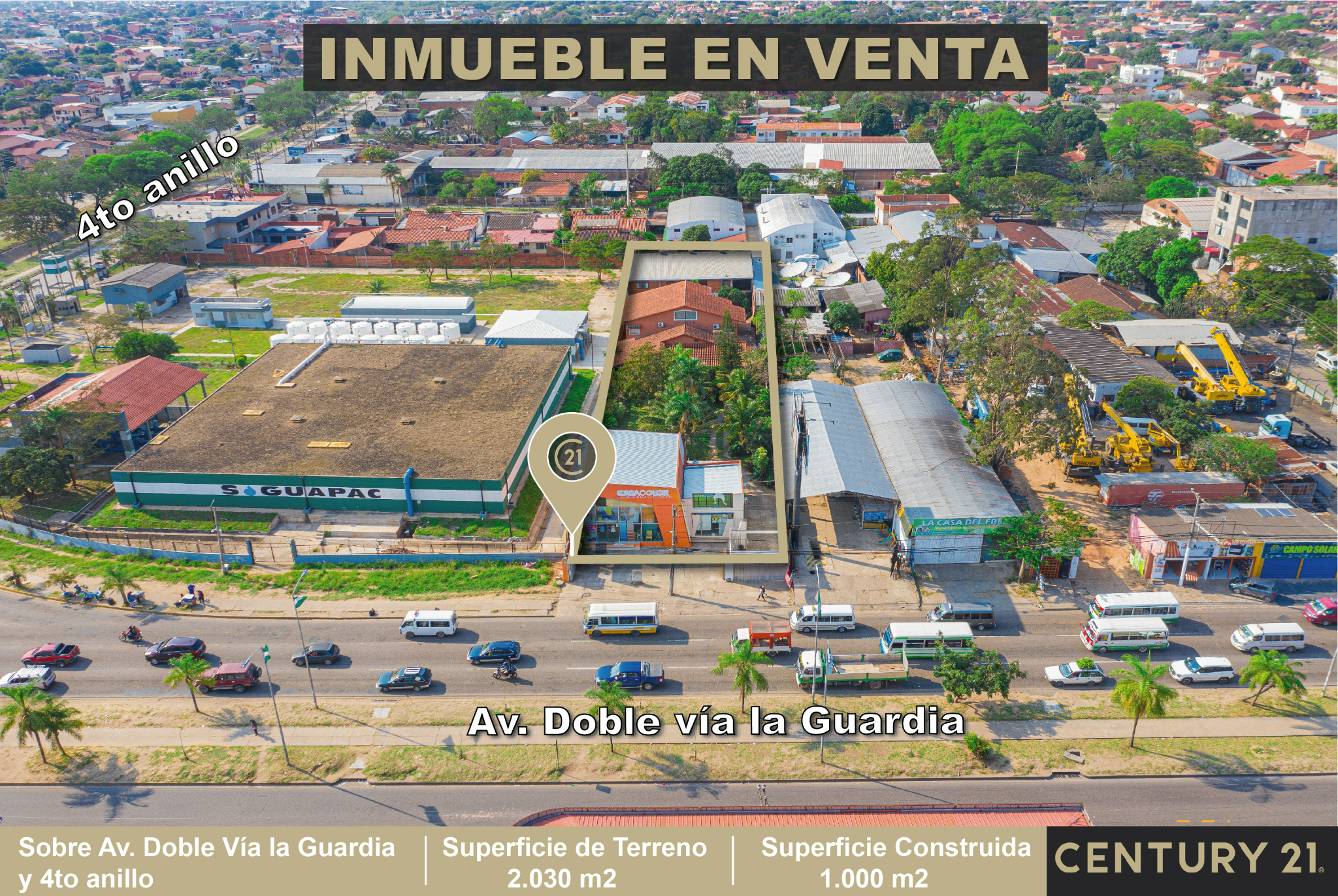 INMUEBLE EN VENTA SOBRE DOBLE VIA LA GUARDIA Y 4TO ANILLO