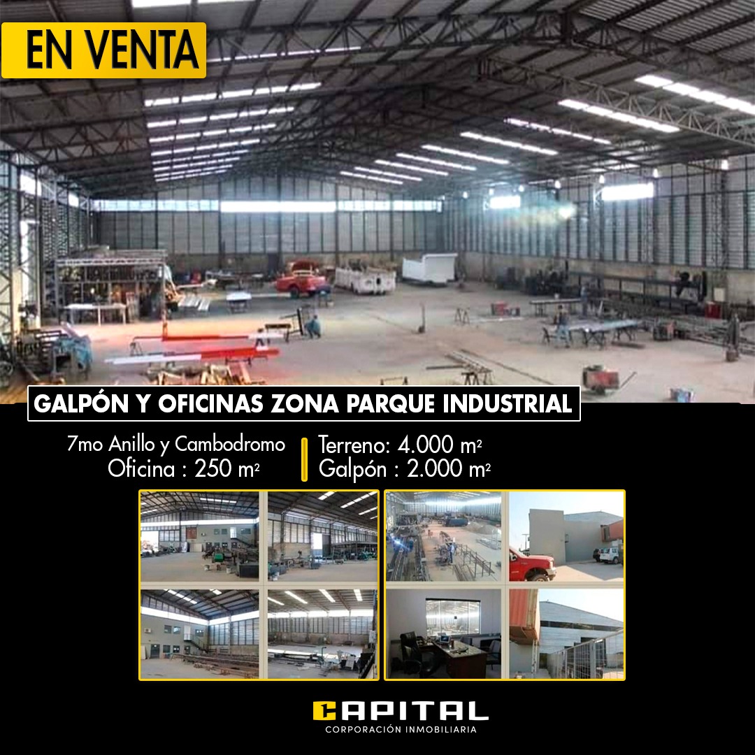 Galpón y oficinas en venta en el 7mo anillo y cambodromo, Parque industrial